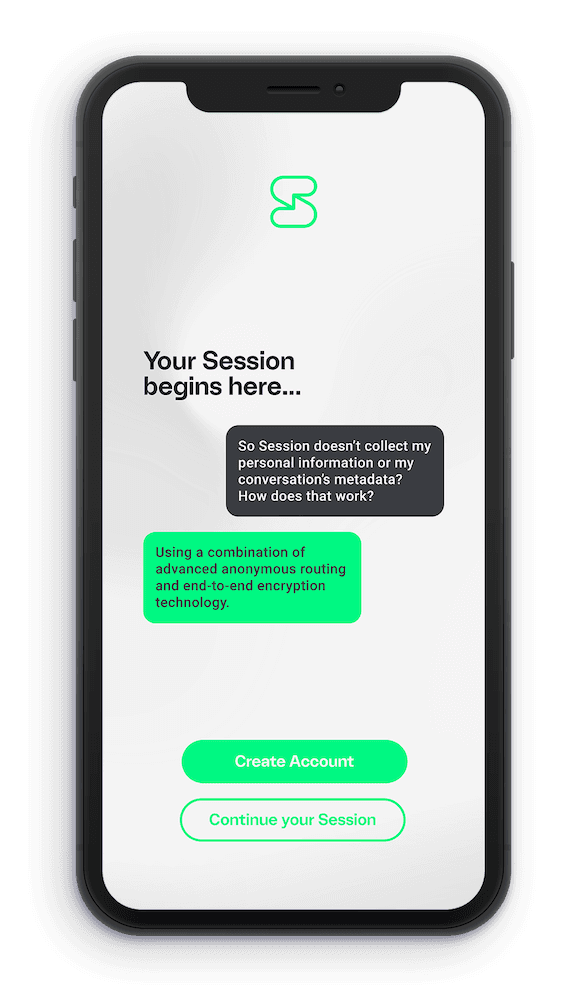 encrypted private messaging app running on an iphone